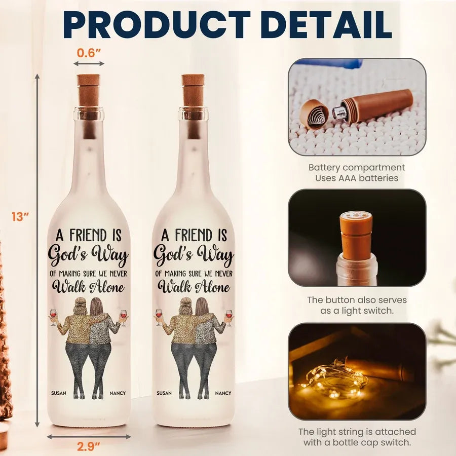 A Friend Is God's Way Personalized Bottle Lamp