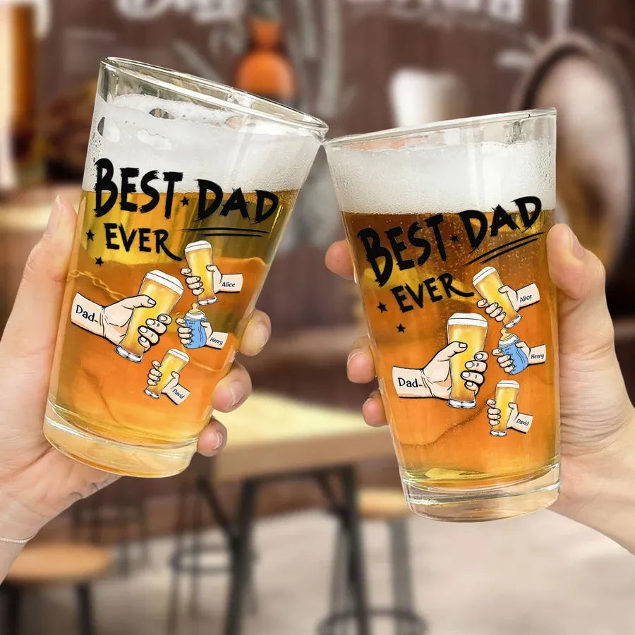 Best Dad Ever Personalized Cheers Beer Glass