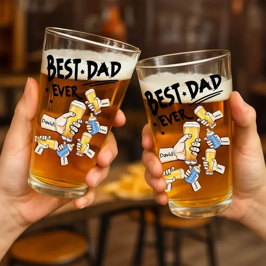 Best Dad Ever Personalized Cheers Beer Glass