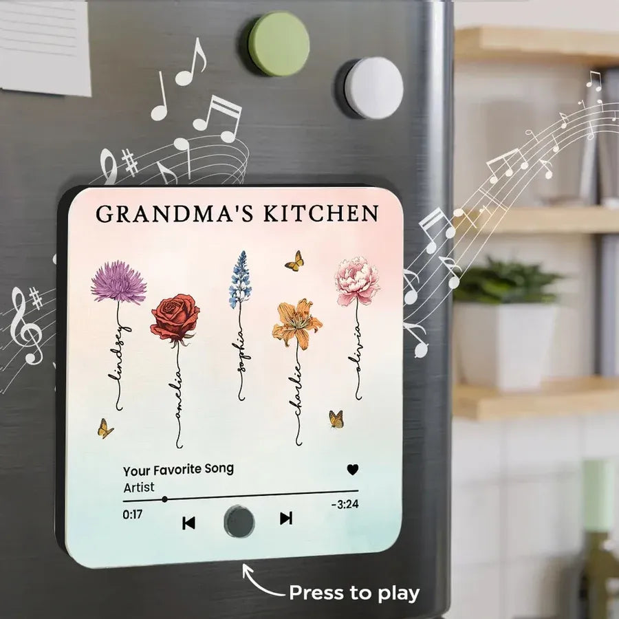 Grandma's Garden Personalized Floral Music Magnet