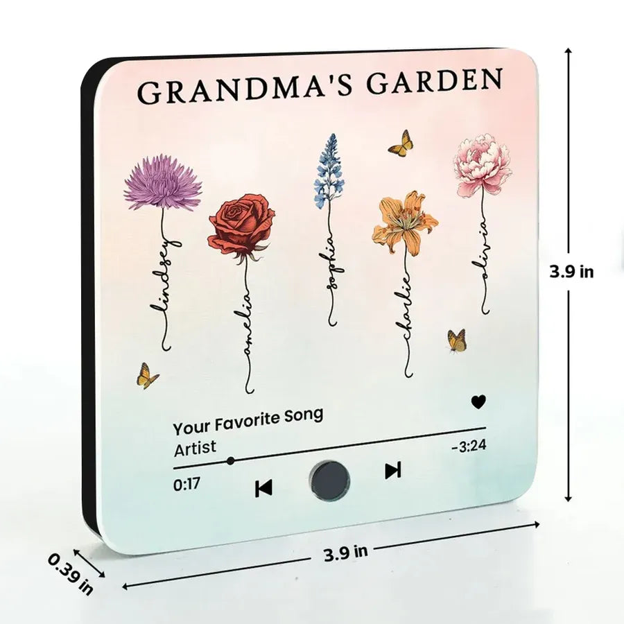 Grandma's Garden Personalized Floral Music Magnet