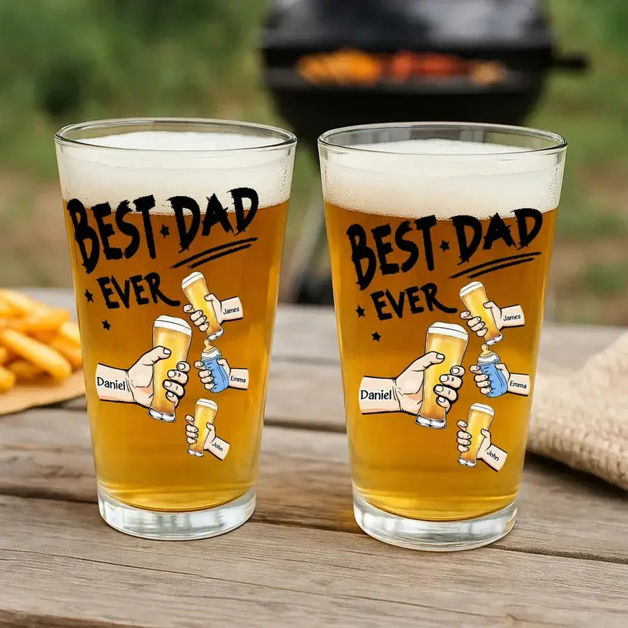 Best Dad Ever Personalized Cheers Beer Glass