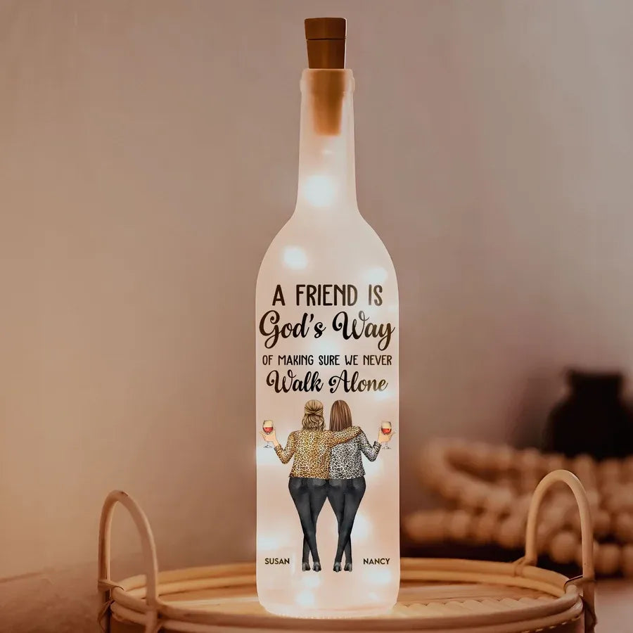 A Friend Is God's Way Personalized Bottle Lamp
