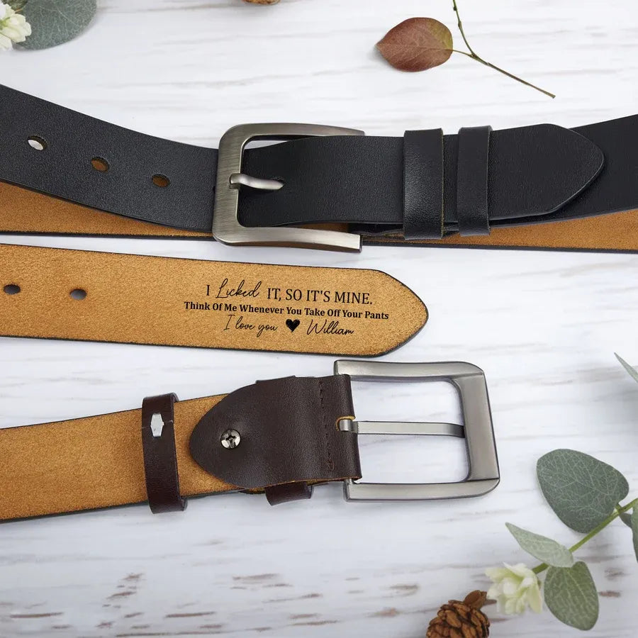 I Licked It So It's Mine Personalized Leather Belt