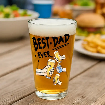 Best Dad Ever Personalized Cheers Beer Glass