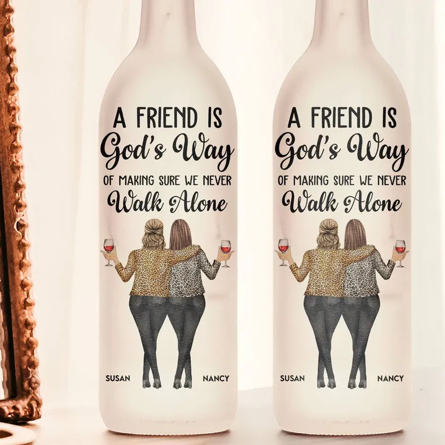 A Friend Is God's Way Personalized Bottle Lamp