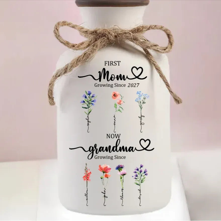 First Mom Now Grandma Personalized Flower Pot